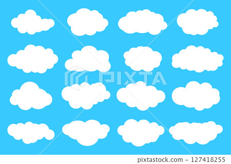 White clouds set on blue sky background. Vector illustration 127418255