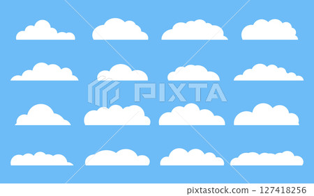 White clouds set on blue sky background. Vector illustration 127418256