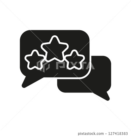 Customer Feedback And Reviews Solid Icon. Star Rating And Messaging Silhouette Symbol. Evaluating Products Or Services, Customer Satisfaction, And Communication. Isolated Vector Illustration 127418383