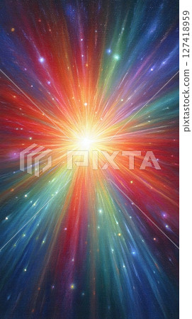 Extreme Close up View of a Colorful Atomic Implosion Illustrating Dynamic Energy Bursts 127418959