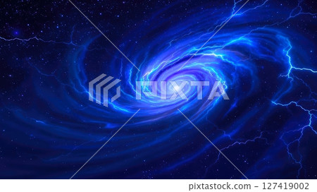 Swirling Vortex of Iridescent Colors Against a Dark Cosmic Background in a Stellar Landscape 127419002