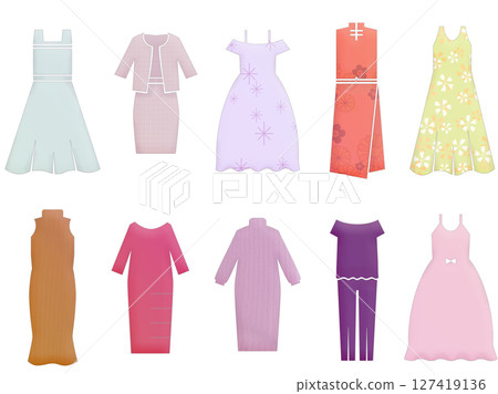 女式時尚布料洋裝套裝洋裝 女式時尚布料洋裝套裝洋裝 127419136