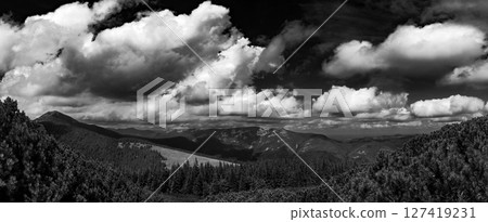 The valley's surrounding deep forest creates a feeling of isolation and natural absorption. The valley's surrounding deep forest creates a feeling of isolation and natural absorption. 127419231