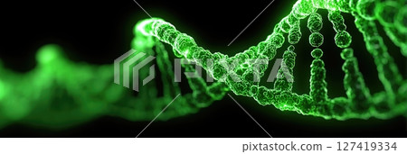 Stunning green representation of DNA structure highlighting its helical form and intricate details 127419334