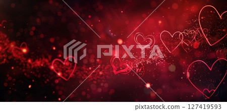 Romantic Valentine's Day Background with Glowing Hearts and Soft Light Particles Romantic Valentine's Day Background with Glowing Hearts and Soft Light Particles 127419593