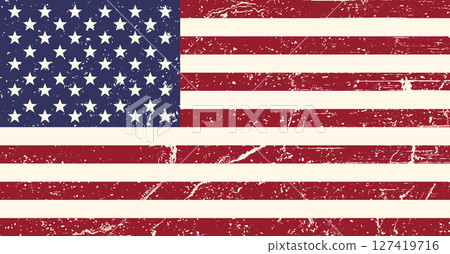 Grunge USA flag, vintage American flag vector background Grunge USA flag, vintage American flag vector background 127419716