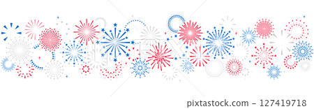 4th of July border, USA banner, fireworks pattern background 4th of July border, USA banner, fireworks pattern background 127419718