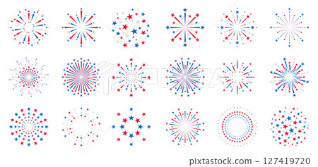 4th of July fireworks set, USA Independence Day fireworks 4th of July fireworks set, USA Independence Day fireworks 127419720