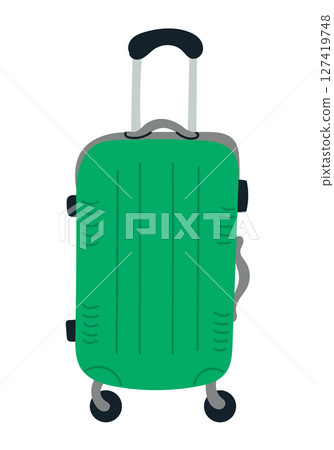 Green rolling suitcase with extended handle 127419748