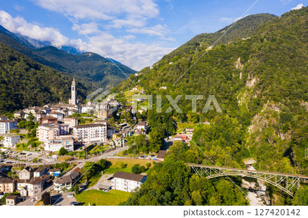 Aerial view of Swiss village Intragna 127420142