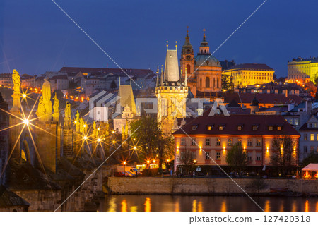 Charles Bridge at Sunset in Prague, Czech Republic Charles Bridge at Sunset in Prague, Czech Republic 127420318