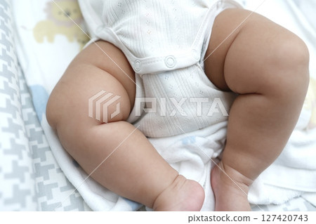Plump legs of a 4-month-old baby 127420743