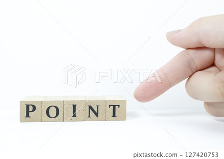 Wooden block with the word POINT written on it, white background, wide copy space Wooden block with the word POINT written on it, white background, wide copy space 127420753