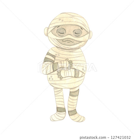 Bandaged mummy with closed eyes Bandaged mummy with closed eyes 127421032
