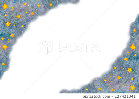 Frame of stars and outer space, hand drawn watercolor illustration, cartoon. Space, outer space, stars, constellations, astronomy, april 12, birthday, planet 127421341