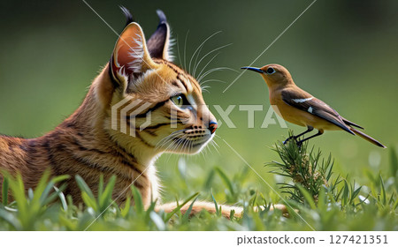 Face to face with nature. A stunning ginger cat demonstrates a moment of curiosity and stillness in the animal kingdom. 127421351