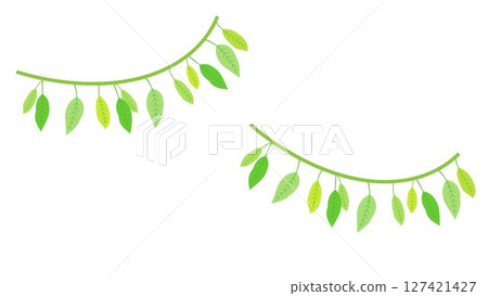 Garland green leaves simple illustration material white background vector png 127421427