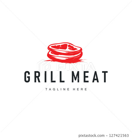 steak logo design concept steak meat bbq simple illustration symbol template food meat delicious brand product cafe and restaurant business 127421563