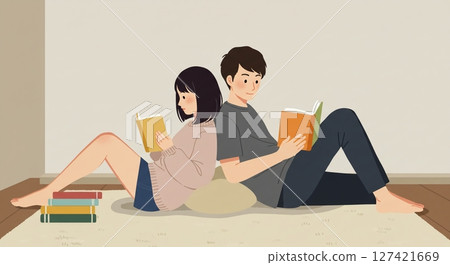 情侶一起閱讀的輕鬆假期 127421669