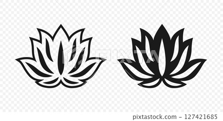 Flat Single Color Vector Lotus Flower Icon Set. Monochrome Floral Symbol. Lotus Silhouette Design for Yoga and Spa Logo. Botanical and Nature Emblem Set. Elegant Flower Clipart Flat Single Color Vector Lotus Flower Icon Set. Monochrome Floral Symbol. Lotus Silhouette Design for Yoga and Spa Logo. Botanical and Nature Emblem Set. Elegant Flower Clipart 127421685