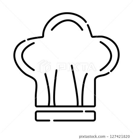 Chef's hat black and white vector line icon Chef's hat black and white vector line icon 127421820