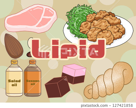 Illustration of lipids (with English text and background) Illustration of lipids (with English text and background) 127421858