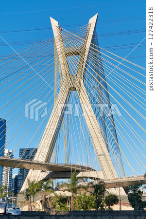 Cable-stayed bridge in Sao Paulo. 127422318