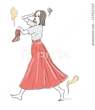 可愛的女人被泵的氣味困擾 可愛的女人被泵的氣味困擾 127422323