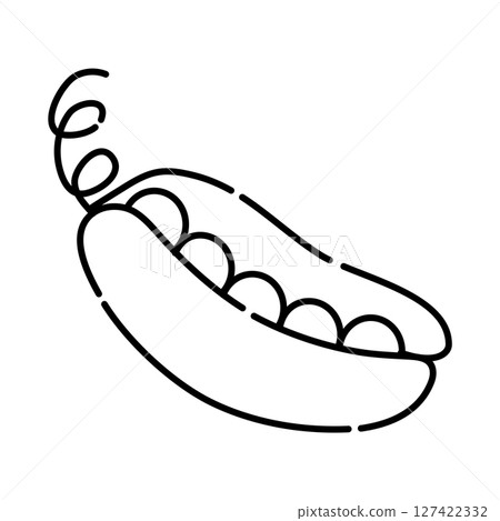 Green pea black and white vector line icon Green pea black and white vector line icon 127422332