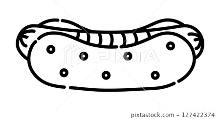 Hot dog black and white vector line icon 127422374