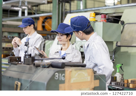 Group of workers working in a factory Group of workers working in a factory 127422710