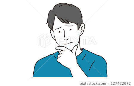 一位關心自己鬍鬚的年輕人的插圖素材 127422972