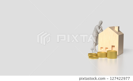 The House and coins for Building or property concept 3d Rendering. The House and coins for Building or property concept 3d Rendering. 127422977