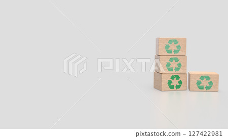 The Recycle symbol on Box for eco concept 3d Rendering. The Recycle symbol on Box for eco concept 3d Rendering. 127422981