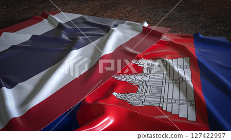 The Thailand and Cambodia flag for Background concept 3d Rendering. The Thailand and Cambodia flag for Background concept 3d Rendering. 127422997