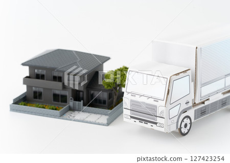 Miniature detached house and truck Miniature detached house and truck 127423254