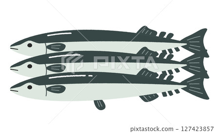 三尾秋刀魚的簡單圖示 127423857
