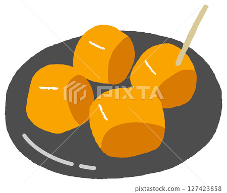盤子裡的柿子切片插圖 127423858