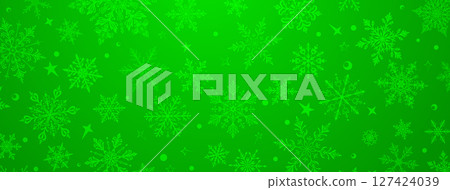 Christmas illustration with snowflakes in green. Christmas illustration with snowflakes in green. 127424039