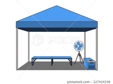 防暑站帳篷 戶外工作人士的涼爽休息區 簡單插圖 127424146