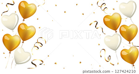 Heart balloons and confetti vector design background 127424210