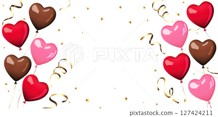 Heart balloons and confetti vector design background 127424211