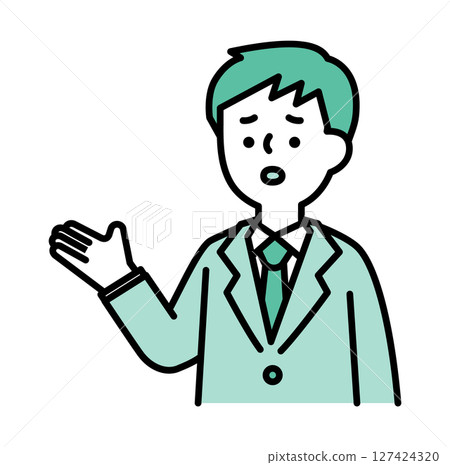 Vector illustration of a worried business man in a suit 127424320