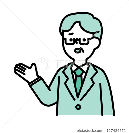 Vector illustration of a senior male business person in a suit who is worried 127424351
