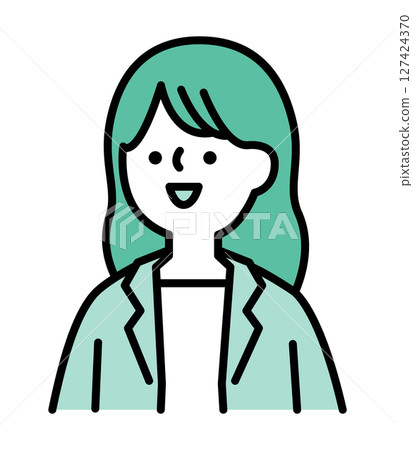 Simple illustration of a smiling woman in a business suit Simple illustration of a smiling woman in a business suit 127424370