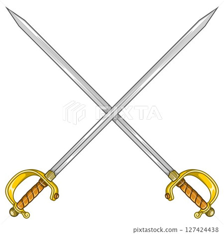 Antique Spanish swords crossed with hilt Antique Spanish swords crossed with hilt 127424438