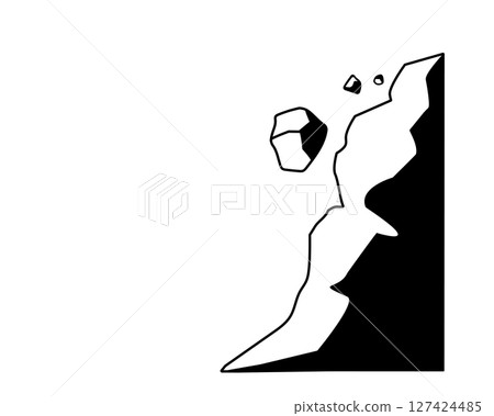 山體滑坡（落石）的簡單黑白插圖 127424485