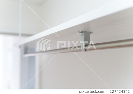 Closet, walk-in closet hanger rail and shelf Closet, walk-in closet hanger rail and shelf 127424541