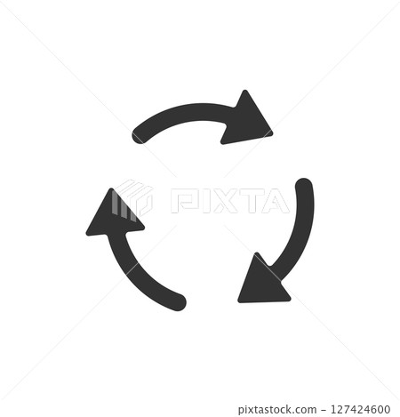 Cycle icon (circulation, process, loop) vector monochrome consisting of three arrows Cycle icon (circulation, process, loop) vector monochrome consisting of three arrows 127424600
