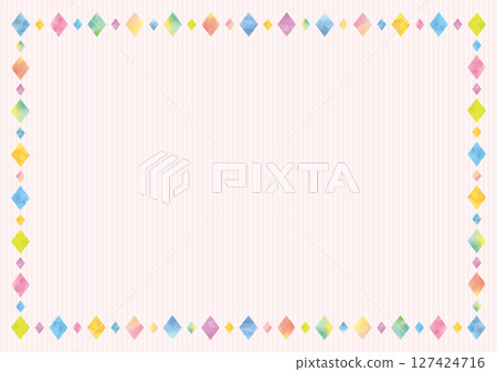 Watercolor colorful diamonds on pink background Watercolor colorful diamonds on pink background 127424716